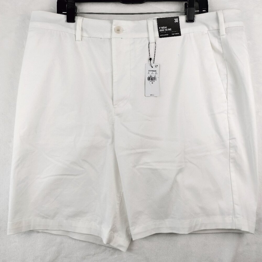 Express Short Men Size 38 White 8" Above The Knee Hyper Stretch Temp Control NWT